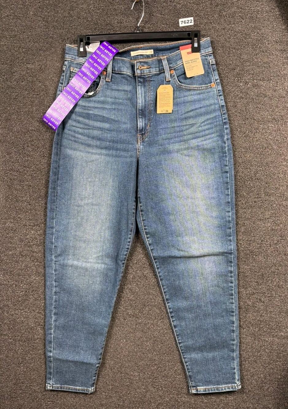 Levi's Mom Tapered Jeans Womens 32 Blue Denim High Waisted Stretch NEW